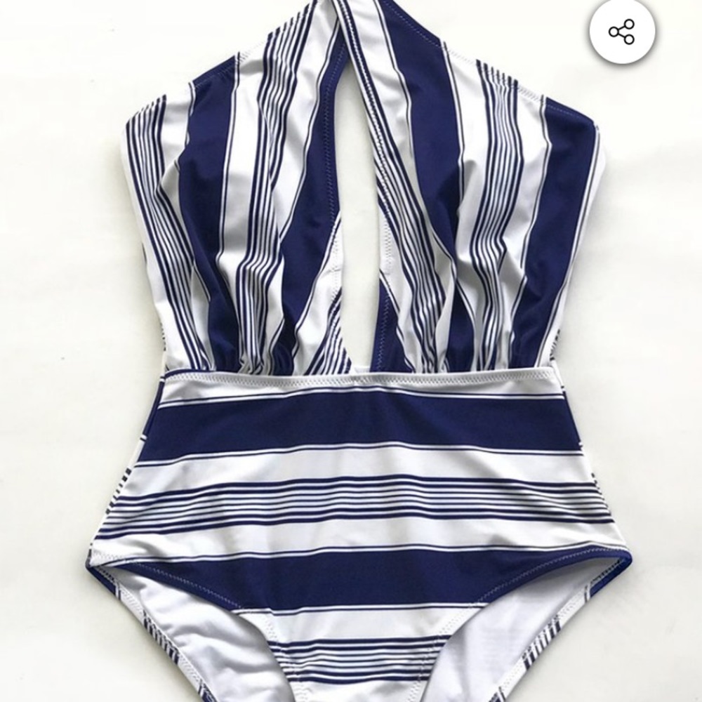 Cupshe  Navy And White Wrap One-Piece Swimsuit - S